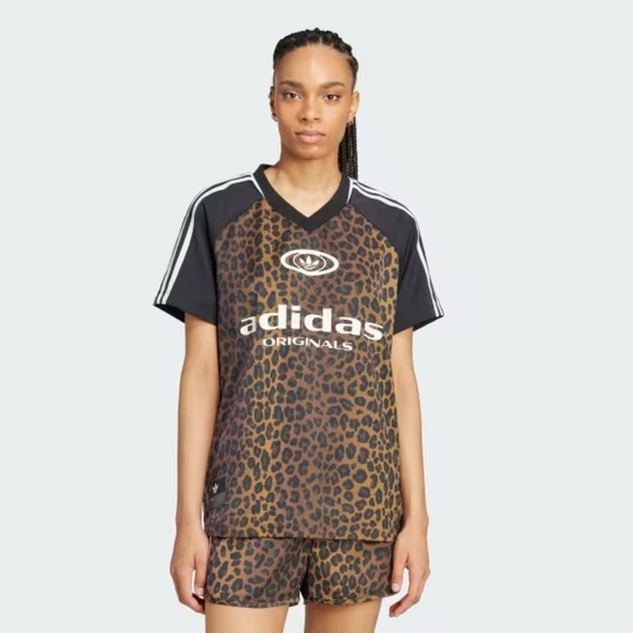 adidas Tops - Adidas Originals Black and Brown Leopard Tee
